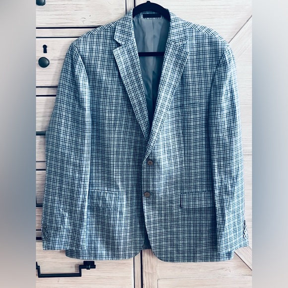 Ralph Lauren Men's Blue Checkered houndstooth sport jacket 44R